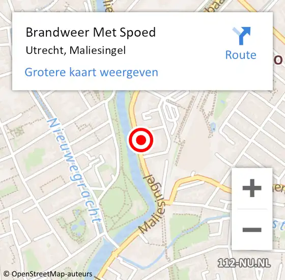 Locatie op kaart van de 112 melding: Brandweer Met Spoed Naar Utrecht, Maliesingel op 17 juni 2023 19:08