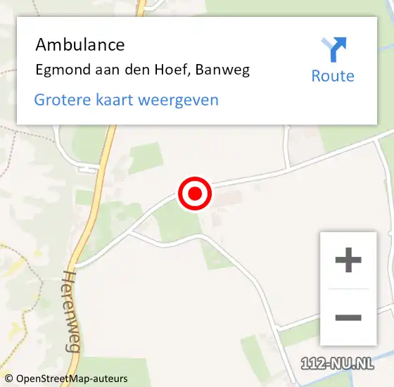 Locatie op kaart van de 112 melding: Ambulance Egmond aan den Hoef, Banweg op 17 juni 2023 19:21