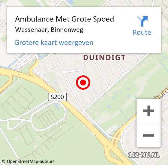 Locatie op kaart van de 112 melding: Ambulance Met Grote Spoed Naar Wassenaar, Binnenweg op 17 juni 2023 19:32
