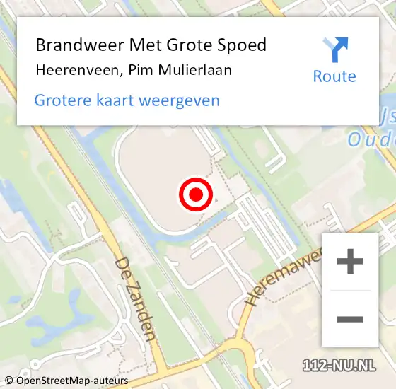 Locatie op kaart van de 112 melding: Brandweer Met Grote Spoed Naar Heerenveen, Pim Mulierlaan op 17 juni 2023 19:44