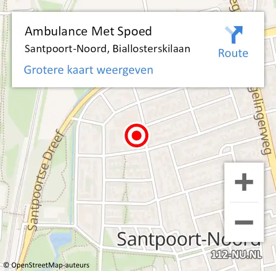 Locatie op kaart van de 112 melding: Ambulance Met Spoed Naar Santpoort-Noord, Biallosterskilaan op 17 juni 2023 19:51