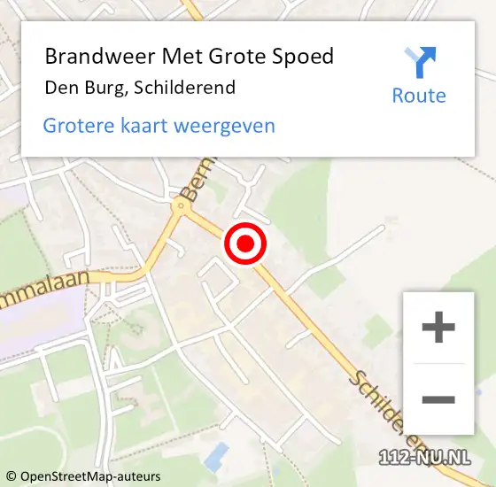 Locatie op kaart van de 112 melding: Brandweer Met Grote Spoed Naar Den Burg, Schilderend op 17 juni 2023 19:52