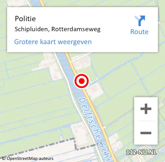 Locatie op kaart van de 112 melding: Politie Schipluiden, Rotterdamseweg op 17 juni 2023 19:55
