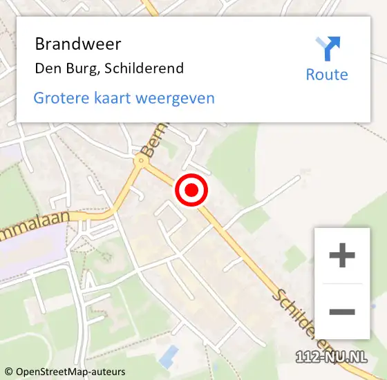 Locatie op kaart van de 112 melding: Brandweer Den Burg, Schilderend op 17 juni 2023 20:04