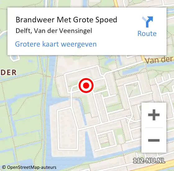 Locatie op kaart van de 112 melding: Brandweer Met Grote Spoed Naar Delft, Van der Veensingel op 17 juni 2023 20:05