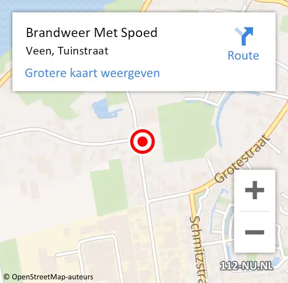 Locatie op kaart van de 112 melding: Brandweer Met Spoed Naar Veen, Tuinstraat op 17 juni 2023 20:15