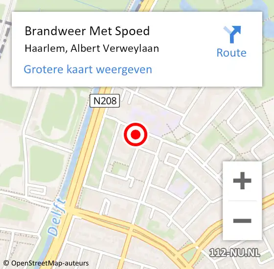 Locatie op kaart van de 112 melding: Brandweer Met Spoed Naar Haarlem, Albert Verweylaan op 17 juni 2023 20:27