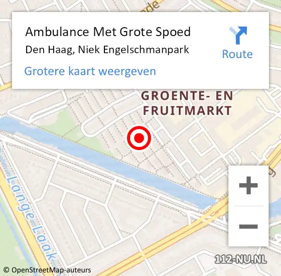 Locatie op kaart van de 112 melding: Ambulance Met Grote Spoed Naar Den Haag, Niek Engelschmanpark op 17 juni 2023 20:36