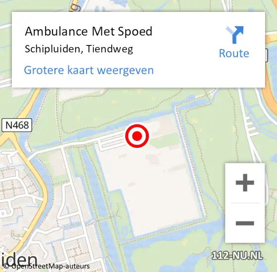 Locatie op kaart van de 112 melding: Ambulance Met Spoed Naar Schipluiden, Tiendweg op 17 juni 2023 20:43