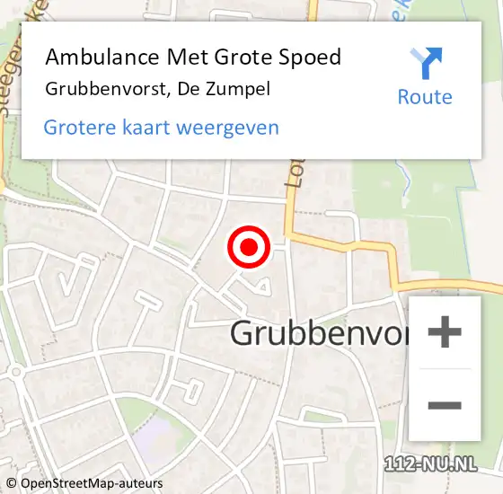 Locatie op kaart van de 112 melding: Ambulance Met Grote Spoed Naar Grubbenvorst, De Zumpel op 17 juni 2023 20:57