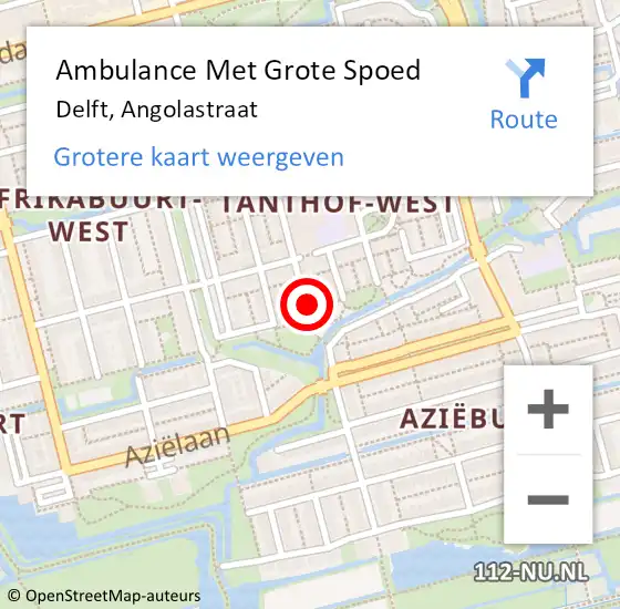 Locatie op kaart van de 112 melding: Ambulance Met Grote Spoed Naar Delft, Angolastraat op 17 juni 2023 21:25