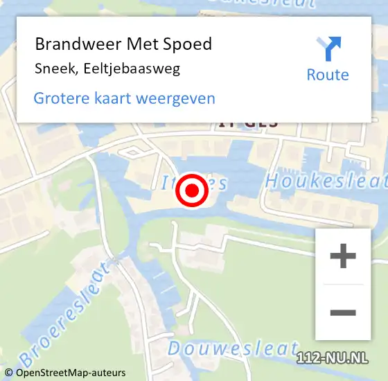 Locatie op kaart van de 112 melding: Brandweer Met Spoed Naar Sneek, Eeltjebaasweg op 17 juni 2023 21:27