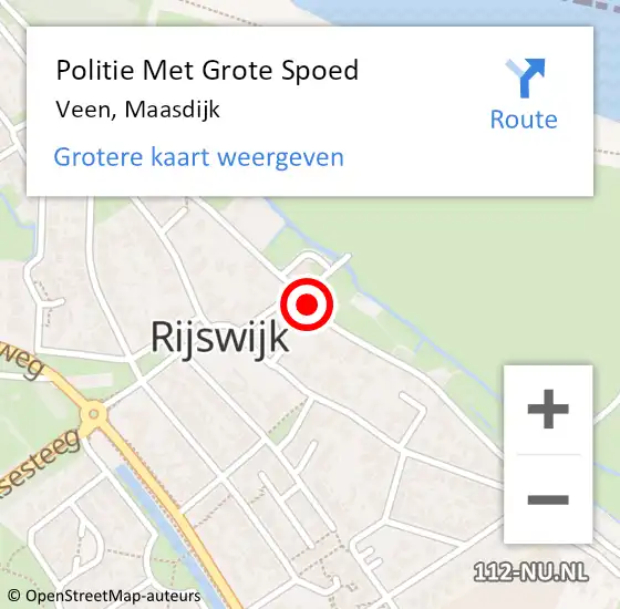 Locatie op kaart van de 112 melding: Politie Met Grote Spoed Naar Veen, Maasdijk op 17 juni 2023 21:54