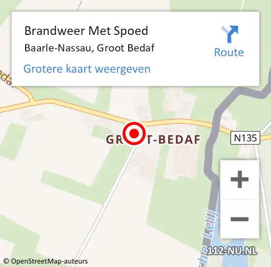 Locatie op kaart van de 112 melding: Brandweer Met Spoed Naar Baarle-Nassau, Groot Bedaf op 17 juni 2023 21:57