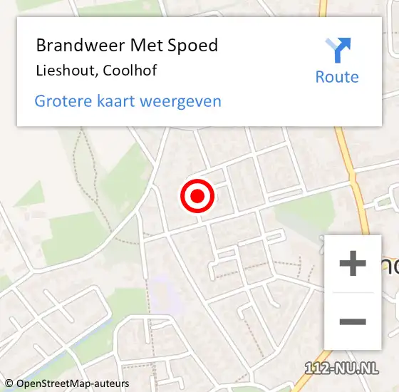 Locatie op kaart van de 112 melding: Brandweer Met Spoed Naar Lieshout, Coolhof op 17 juni 2023 21:58