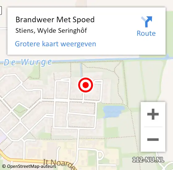 Locatie op kaart van de 112 melding: Brandweer Met Spoed Naar Stiens, Wylde Seringhôf op 17 juni 2023 22:14