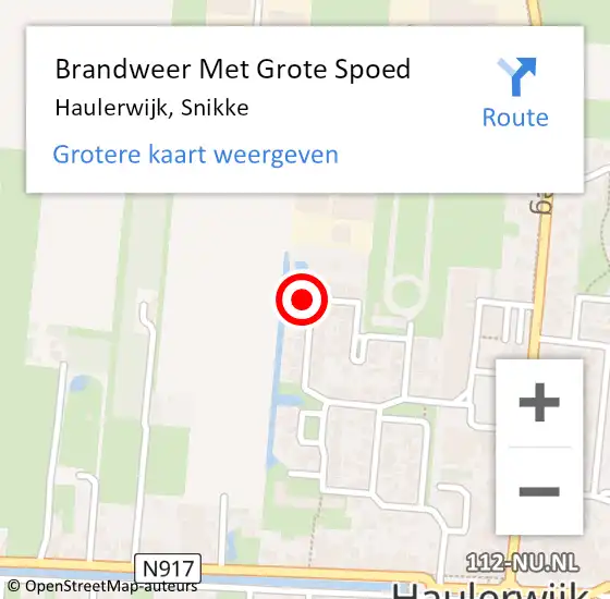 Locatie op kaart van de 112 melding: Brandweer Met Grote Spoed Naar Haulerwijk, Snikke op 17 juni 2023 22:17