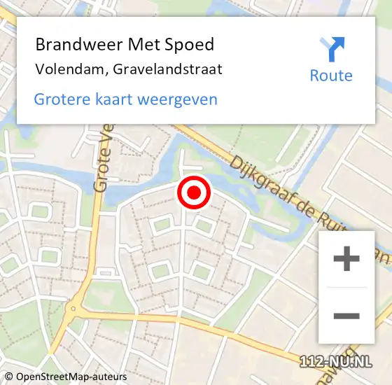 Locatie op kaart van de 112 melding: Brandweer Met Spoed Naar Volendam, Gravelandstraat op 17 juni 2023 22:20