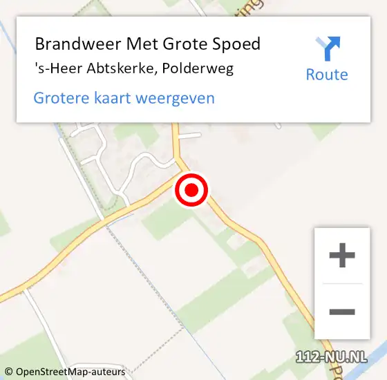 Locatie op kaart van de 112 melding: Brandweer Met Grote Spoed Naar 's-Heer Abtskerke, Polderweg op 17 juni 2023 22:32