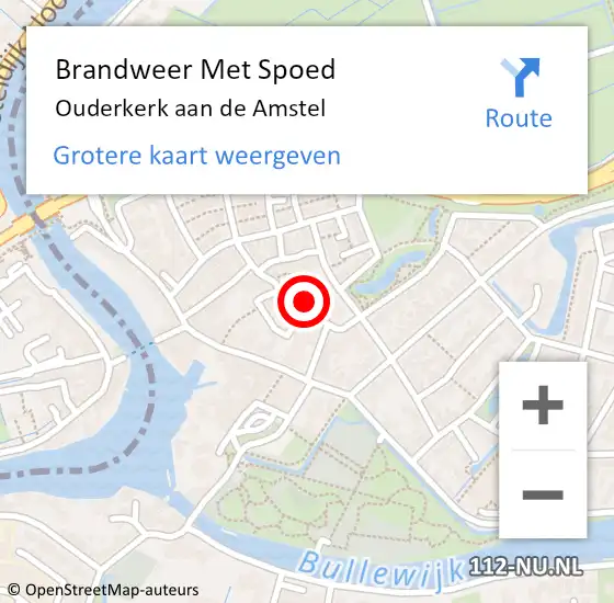 Locatie op kaart van de 112 melding: Brandweer Met Spoed Naar Ouderkerk aan de Amstel op 17 juni 2023 22:38