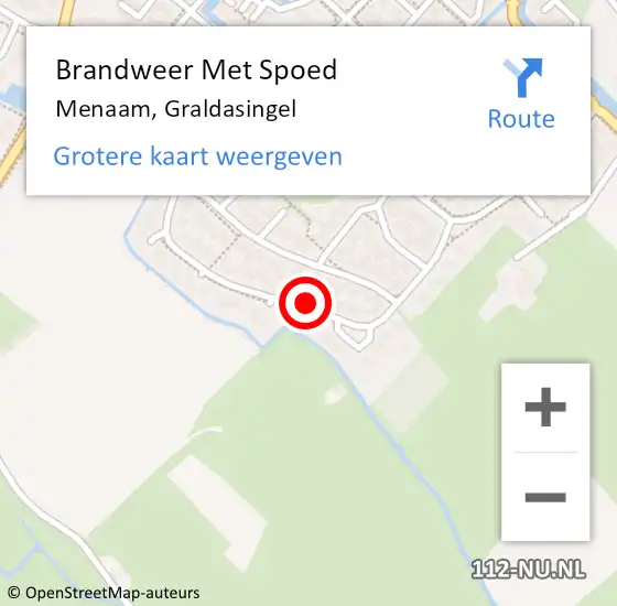 Locatie op kaart van de 112 melding: Brandweer Met Spoed Naar Menaam, Graldasingel op 17 juni 2023 22:41