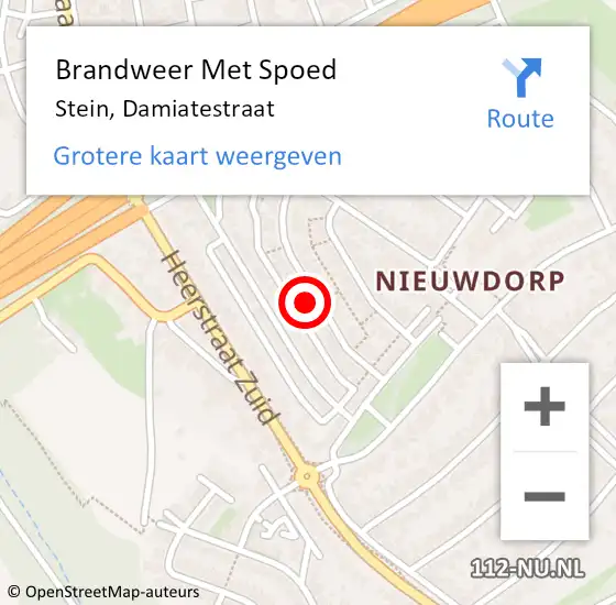 Locatie op kaart van de 112 melding: Brandweer Met Spoed Naar Stein, Damiatestraat op 17 juni 2023 23:09