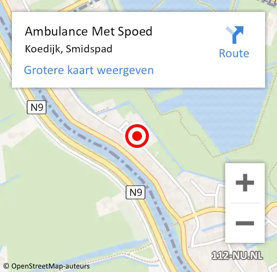 Locatie op kaart van de 112 melding: Ambulance Met Spoed Naar Koedijk, Smidspad op 17 juni 2023 23:29