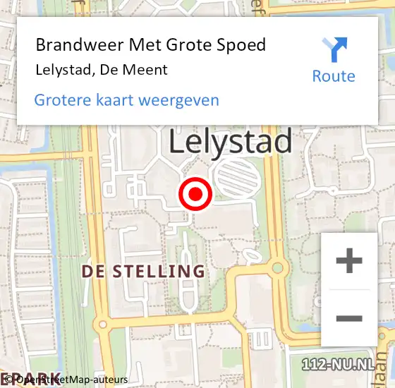 Locatie op kaart van de 112 melding: Brandweer Met Grote Spoed Naar Lelystad, De Meent op 17 juni 2023 23:42