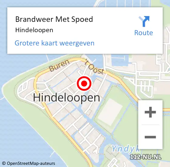 Locatie op kaart van de 112 melding: Brandweer Met Spoed Naar Hindeloopen op 18 juni 2023 00:01