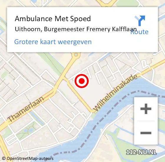 Locatie op kaart van de 112 melding: Ambulance Met Spoed Naar Uithoorn, Burgemeester Fremery Kalfflaan op 18 juni 2023 00:15