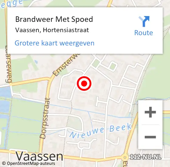 Locatie op kaart van de 112 melding: Brandweer Met Spoed Naar Vaassen, Hortensiastraat op 18 juni 2023 00:26