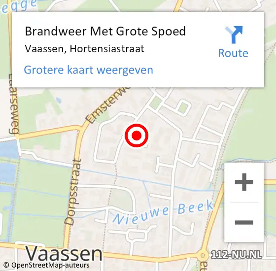 Locatie op kaart van de 112 melding: Brandweer Met Grote Spoed Naar Vaassen, Hortensiastraat op 18 juni 2023 00:29
