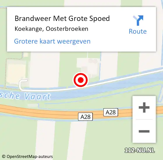 Locatie op kaart van de 112 melding: Brandweer Met Grote Spoed Naar Koekange, Oosterbroeken op 18 juni 2023 00:34