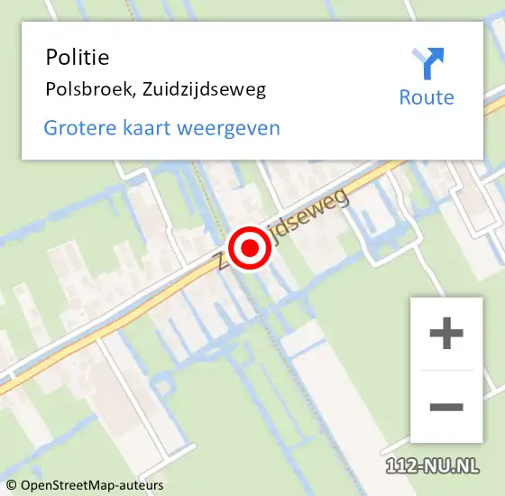Locatie op kaart van de 112 melding: Politie Polsbroek, Zuidzijdseweg op 18 juni 2023 00:47
