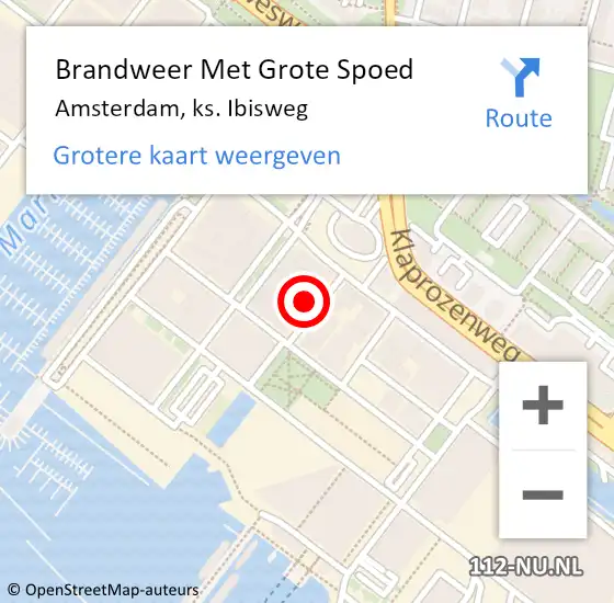 Locatie op kaart van de 112 melding: Brandweer Met Grote Spoed Naar Amsterdam, ks. Ibisweg op 18 juni 2023 01:17