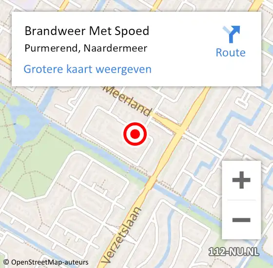 Locatie op kaart van de 112 melding: Brandweer Met Spoed Naar Purmerend, Naardermeer op 18 juni 2023 01:57