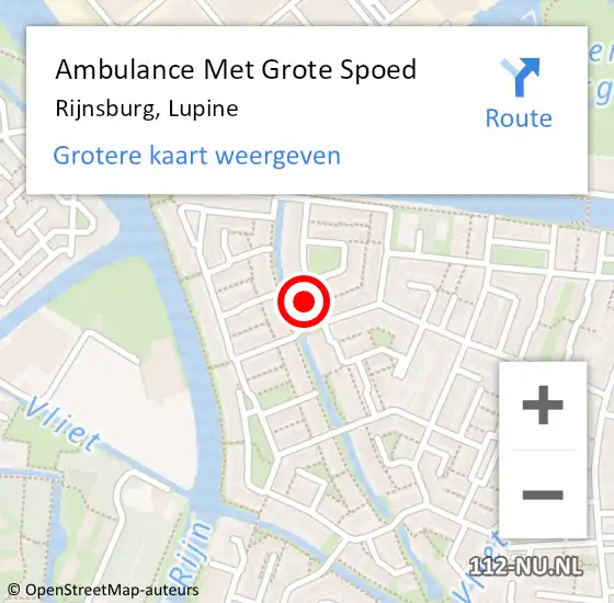 Locatie op kaart van de 112 melding: Ambulance Met Grote Spoed Naar Rijnsburg, Lupine op 18 juni 2023 02:10