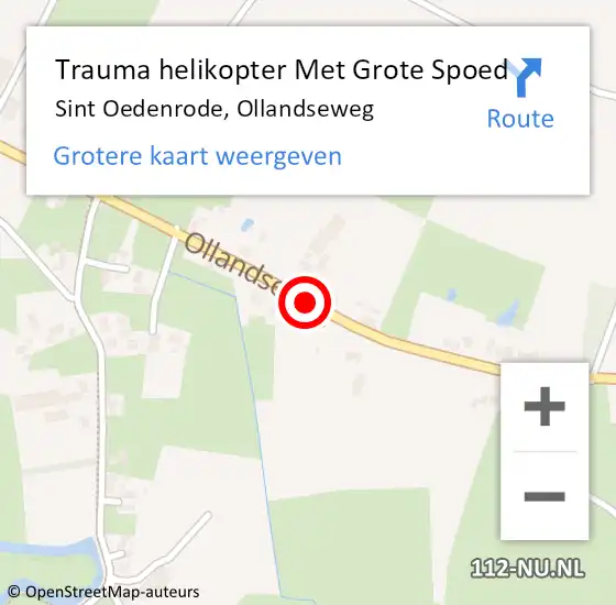 Locatie op kaart van de 112 melding: Trauma helikopter Met Grote Spoed Naar Sint Oedenrode, Ollandseweg op 18 juni 2023 02:35