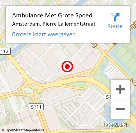 Locatie op kaart van de 112 melding: Ambulance Met Grote Spoed Naar Amsterdam, Pierre Lallementstraat op 18 juni 2023 02:35