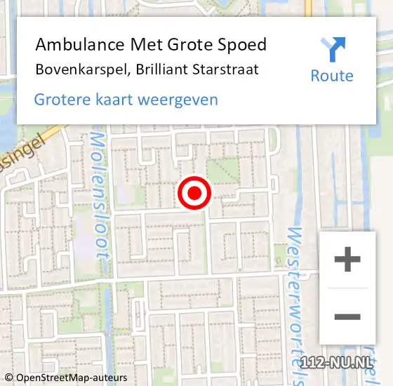 Locatie op kaart van de 112 melding: Ambulance Met Grote Spoed Naar Bovenkarspel, Brilliant Starstraat op 18 juni 2023 02:38