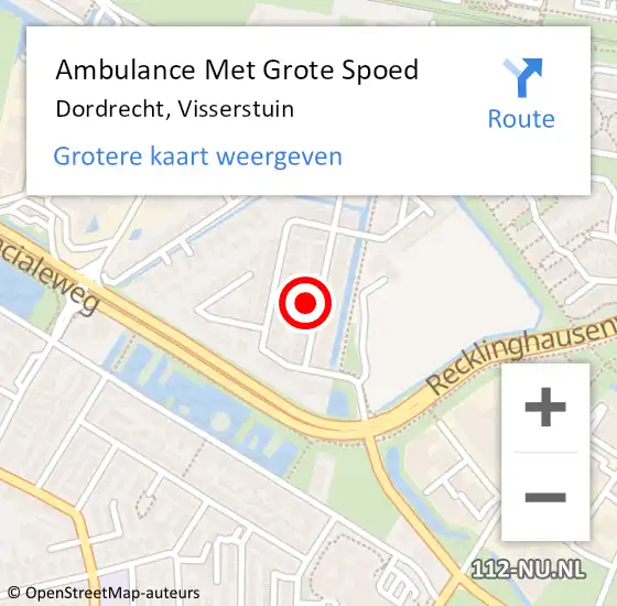 Locatie op kaart van de 112 melding: Ambulance Met Grote Spoed Naar Dordrecht, Visserstuin op 18 juni 2023 03:00