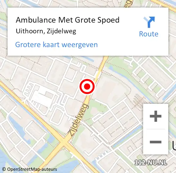 Locatie op kaart van de 112 melding: Ambulance Met Grote Spoed Naar Uithoorn, Zijdelweg op 18 juni 2023 03:56