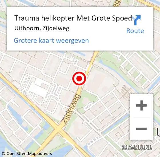 Locatie op kaart van de 112 melding: Trauma helikopter Met Grote Spoed Naar Uithoorn, Zijdelweg op 18 juni 2023 03:58