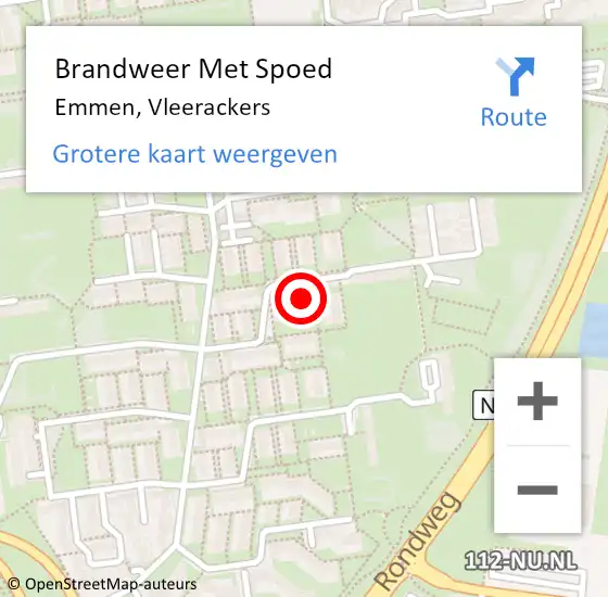 Locatie op kaart van de 112 melding: Brandweer Met Spoed Naar Emmen, Vleerackers op 18 juni 2023 05:03