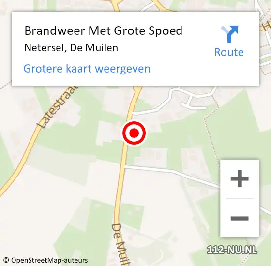 Locatie op kaart van de 112 melding: Brandweer Met Grote Spoed Naar Netersel, De Muilen op 18 juni 2023 06:11