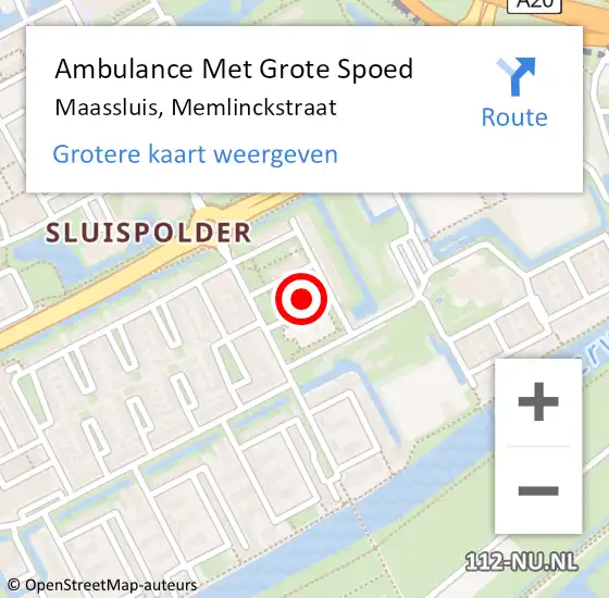 Locatie op kaart van de 112 melding: Ambulance Met Grote Spoed Naar Maassluis, Memlinckstraat op 18 juni 2023 07:00