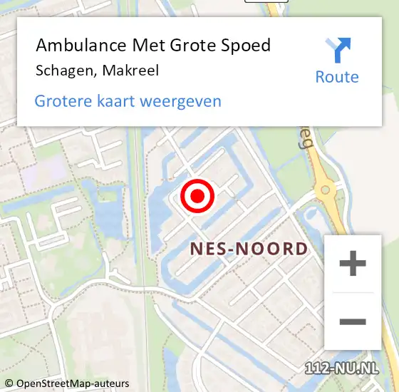 Locatie op kaart van de 112 melding: Ambulance Met Grote Spoed Naar Schagen, Makreel op 18 juni 2023 07:27