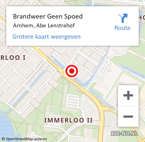 Locatie op kaart van de 112 melding: Brandweer Geen Spoed Naar Arnhem, Abe Lenstrahof op 18 juni 2023 08:24