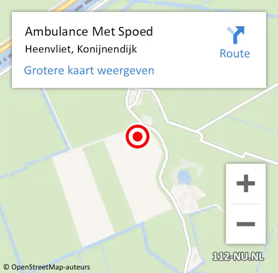 Locatie op kaart van de 112 melding: Ambulance Met Spoed Naar Heenvliet, Konijnendijk op 18 juni 2023 09:22