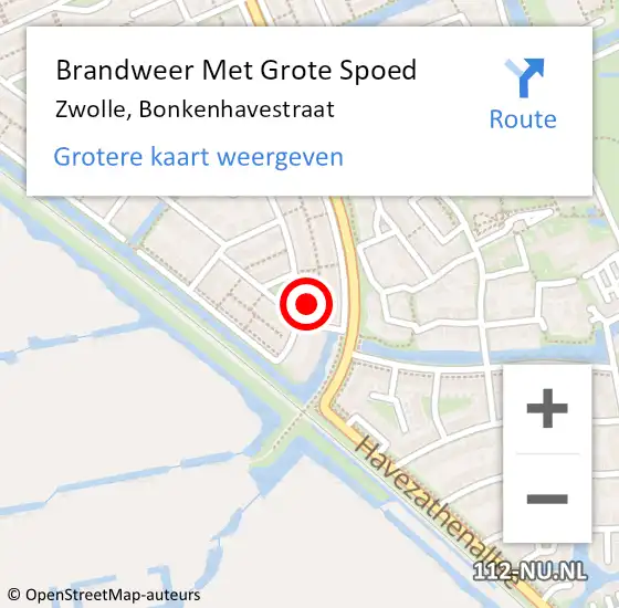 Locatie op kaart van de 112 melding: Brandweer Met Grote Spoed Naar Zwolle, Bonkenhavestraat op 18 juni 2023 09:22